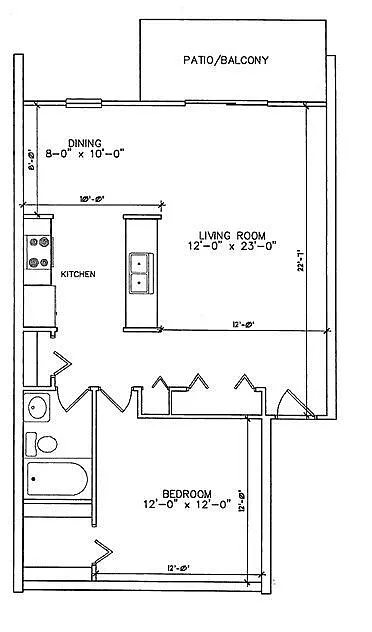 Floor plan 1 Bed 1 Bath Deluxe