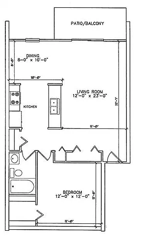 Floor plan 1 Bed 1 Bath Deluxe