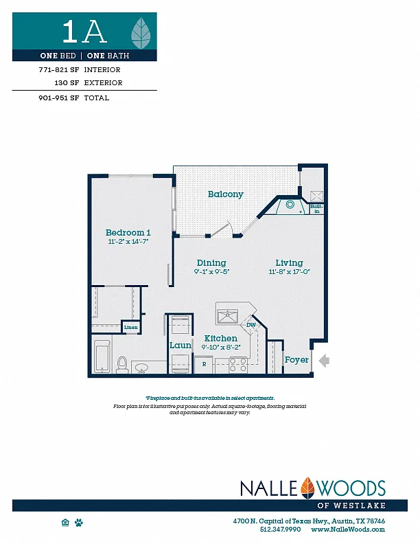 Floor plan One Bedroom One Bath - A