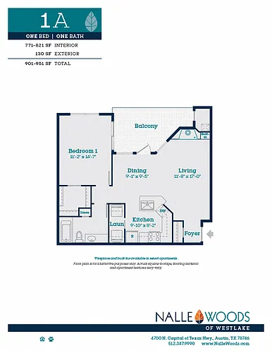 Floor plan One Bedroom One Bath - A