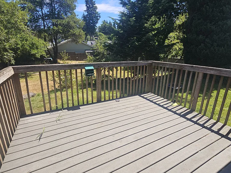 Deck off the kitchen. Perfect for entertaining