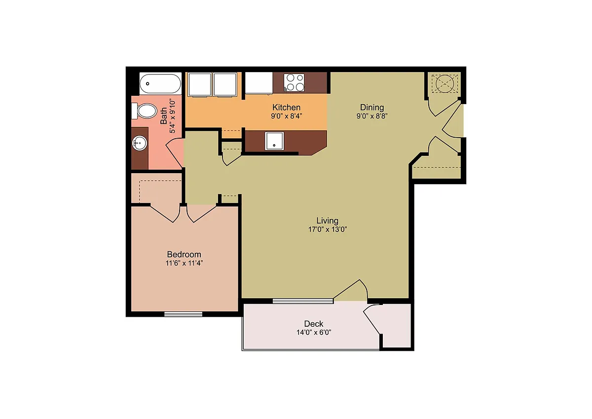 Floor plan 1 Bedroom 1 Bath