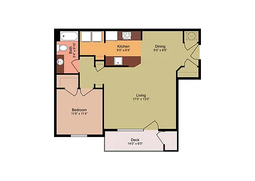 Floor plan 1 Bedroom 1 Bath