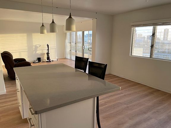Expansive kitchen with open space to living room