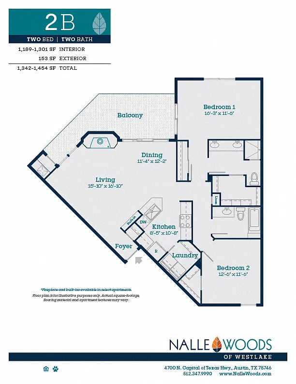 Floor plan Two Bedroom Two Bath-B