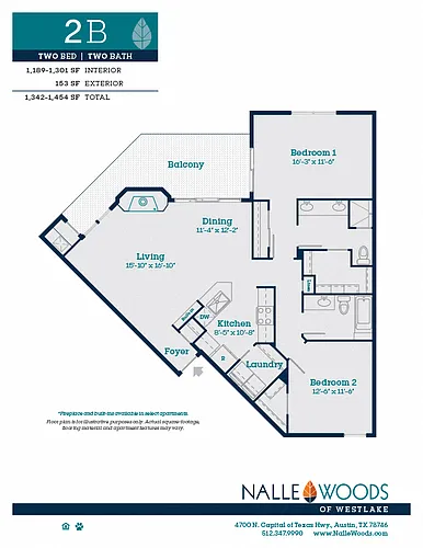 Floor plan Two Bedroom Two Bath-B