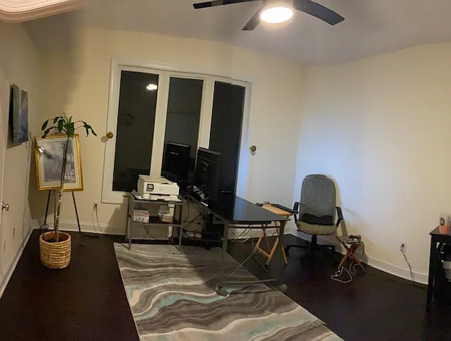 First-floor bedroom, currently used as an office