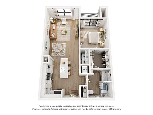 Floor plan 1A - One Bedroom