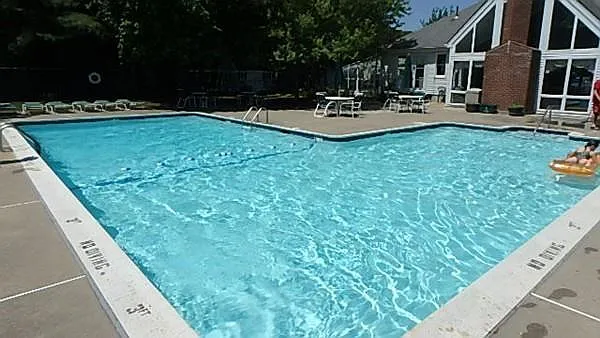 Deerfield Forest pool - hot tub in the community building at top of the picture. Bathroom access as well while using amenities