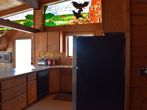 Kitchen with Stunning Stained-Glass Windows