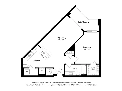 Floor plan 1 Bed / 1 Bath