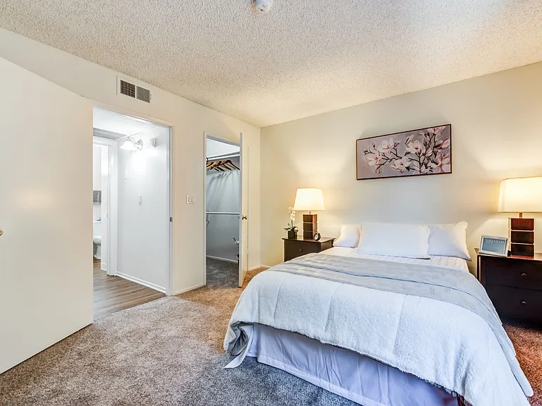 Spacious one bedroom with a spacious walk-in closet at the Plaza Apartments in Sherman Village