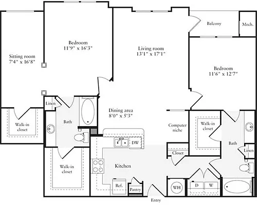 Floor plan 2 Bedrooms G