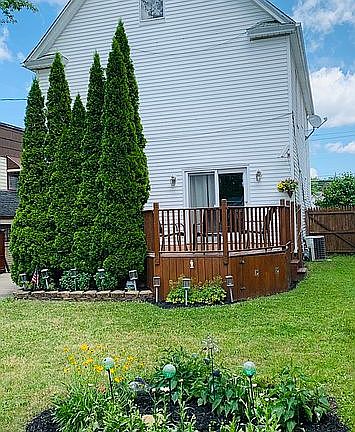 Private fenced in backyard 