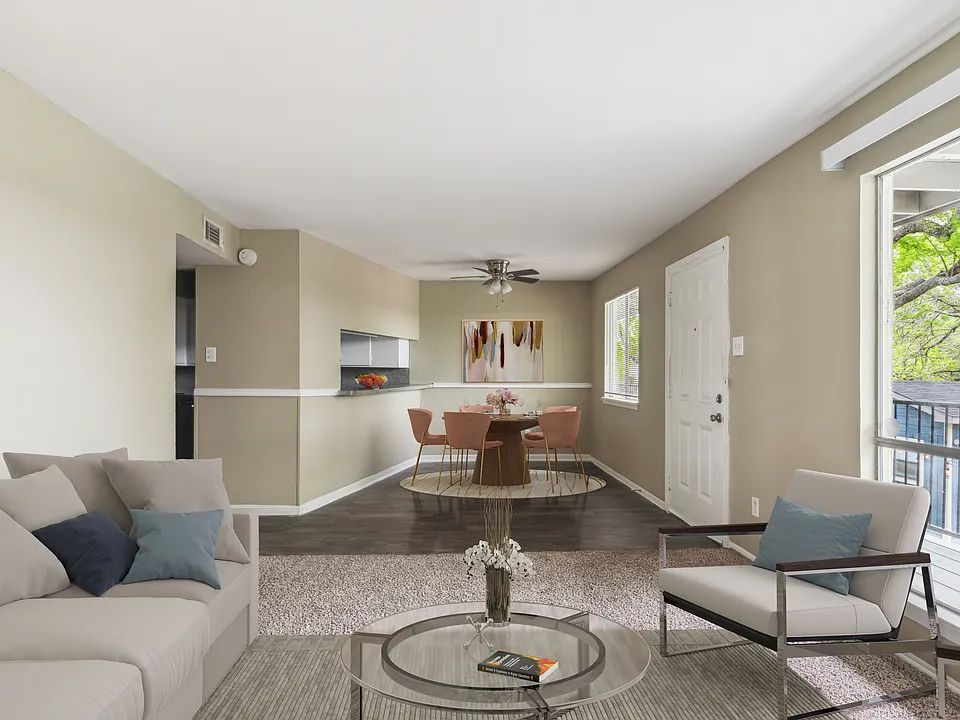 Living room decorated alt view