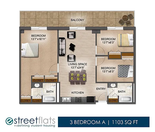 Floor plan 3 Bedroom A