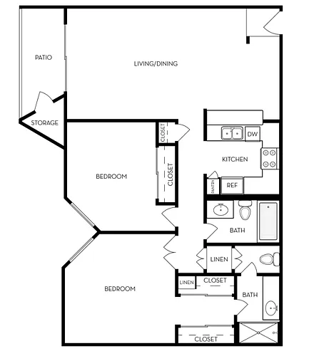 Floor plan 2BD-2BA