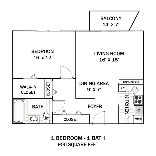 Floor plan 1 Bedroom 1 Bath