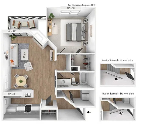Floor plan The Spirit 1 BR 1 BA