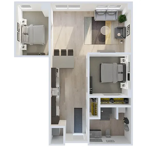 Floor plan 1 Bed plus Den D2