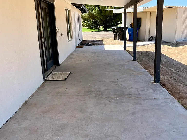 Backyard covered patio. Also lots of shade and outdoor space to relax