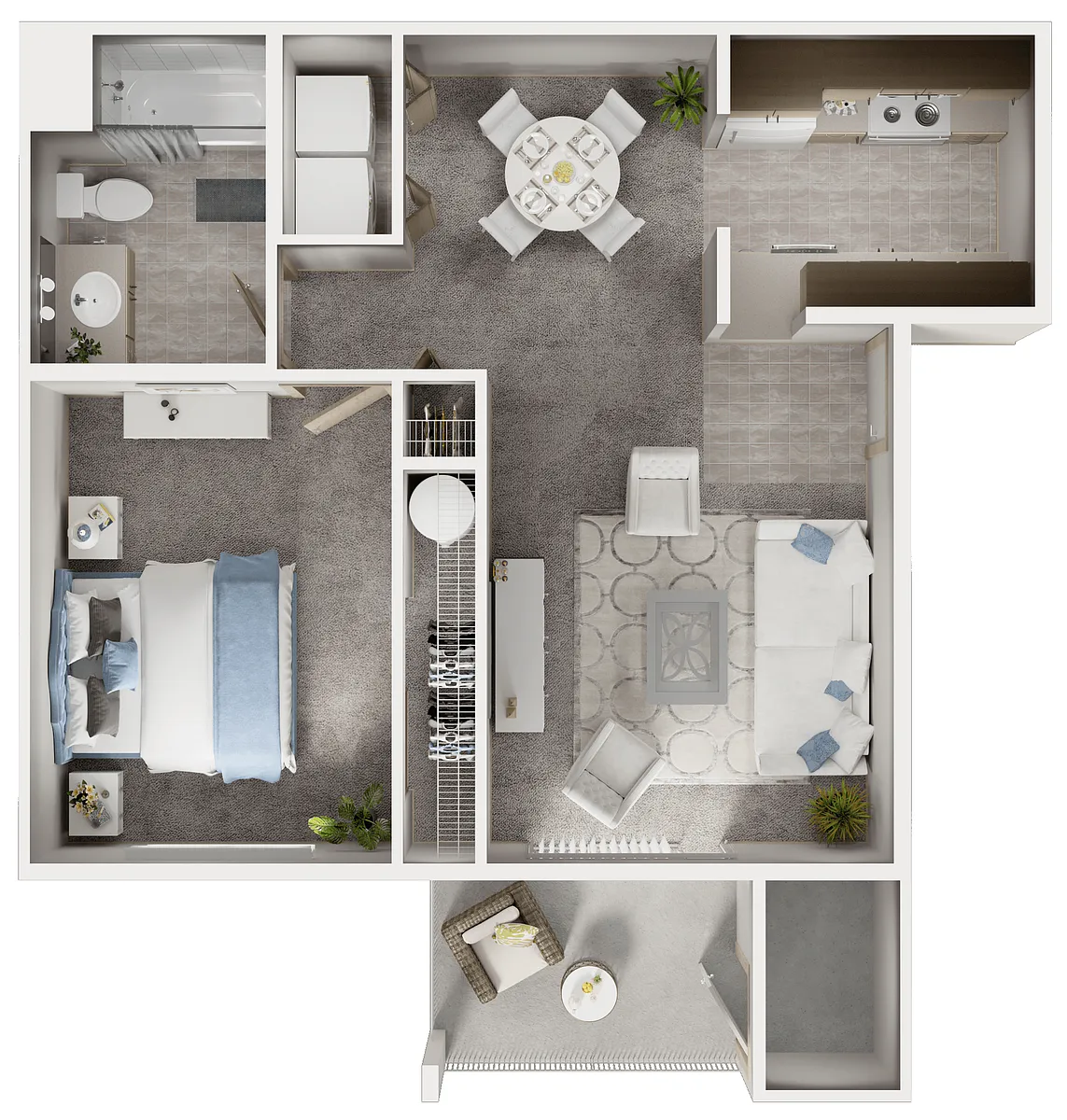 Floor plan 1 Bedroom, 1 Bath