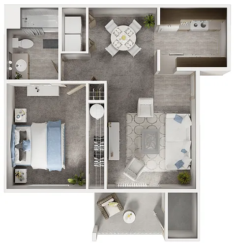 Floor plan 1 Bedroom, 1 Bath