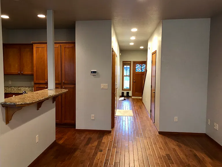 Kitchen counter and hallway