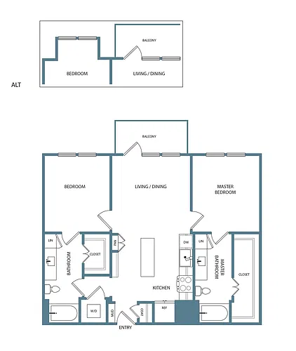 Floor plan 2 Bedroom 2 Bathroom B2