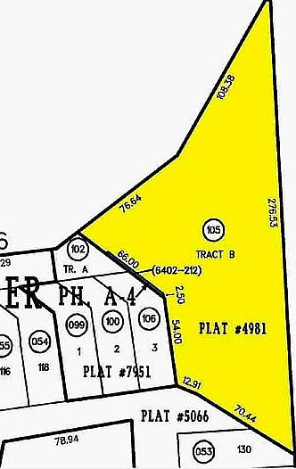 Plat Map: Yellow=1/3 acre