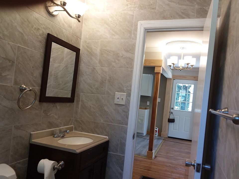 View from bathroom to front door