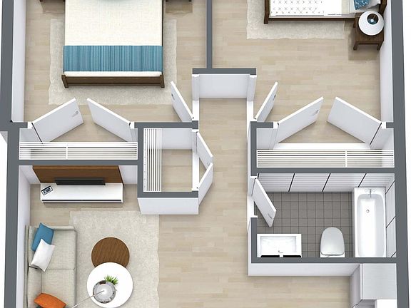 Two bedroom 1 bath floor plan