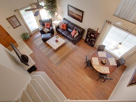 A fabulous bird eye's view of the living room from upstairs