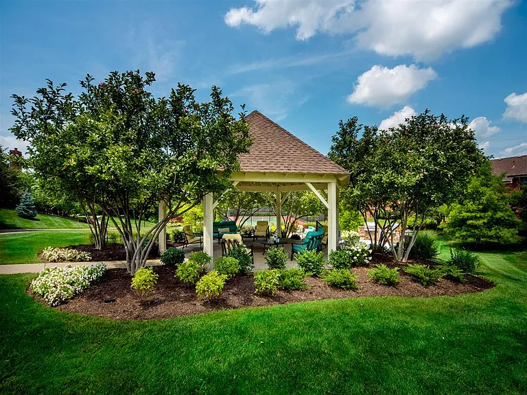 Outdoor gazebo and beautiful landscaping