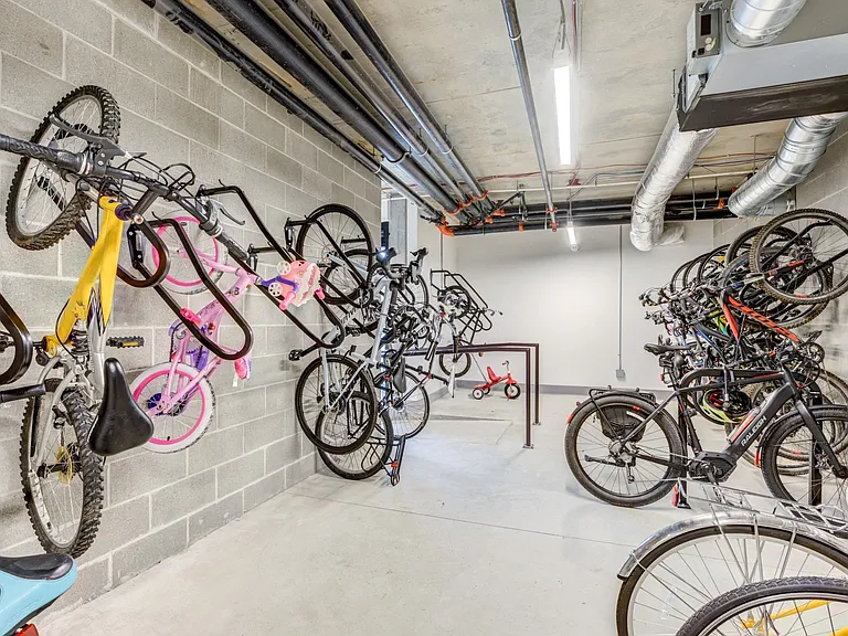 Covered bike storage and repair station.