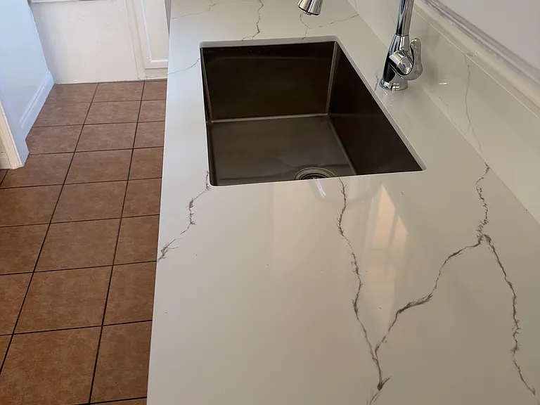 New kitchen counter, sink and faucet