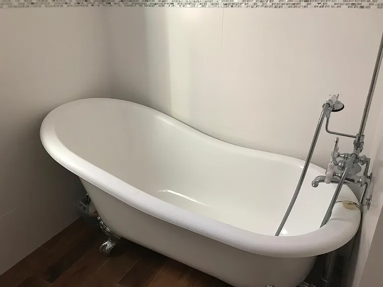 2nd floor bathroom with clawfeet bathtub