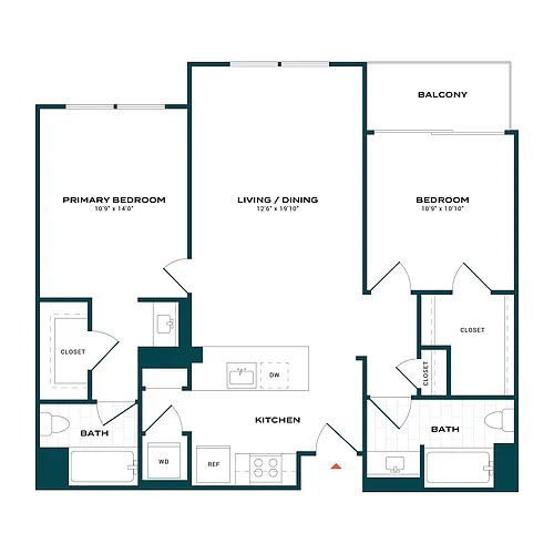 Floor plan 2 Bed/2 Bath-b3
