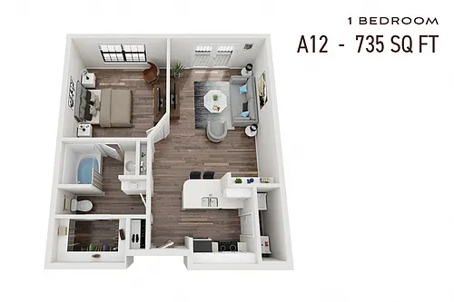 Floor plan One Bedroom A12p Renovated