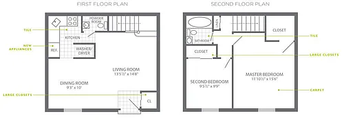 Floor plan 2 Bed | 1.5 Bath