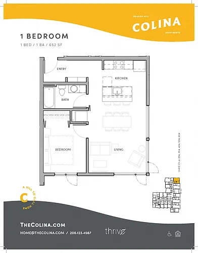 Floor plan 1x1 - B1-D East
