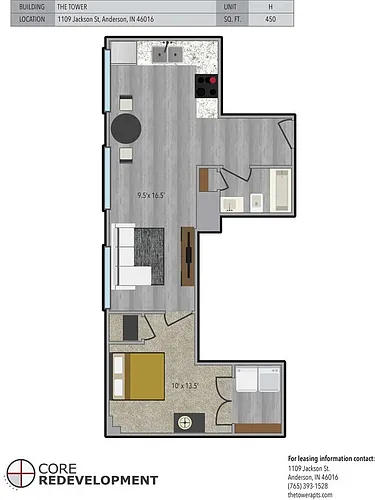 Floor plan 1 bed 1 bath