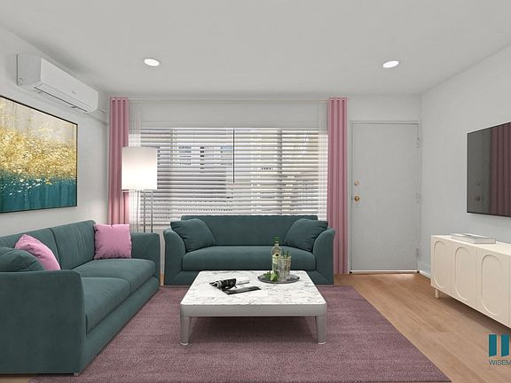 Living Room with Vinyl Flooring, Recessed Lighting, and Large-Size Windows