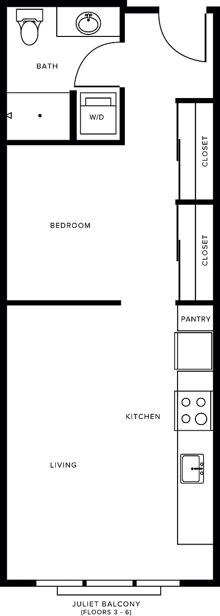 Floor plan S4- Open 1 Bedroom