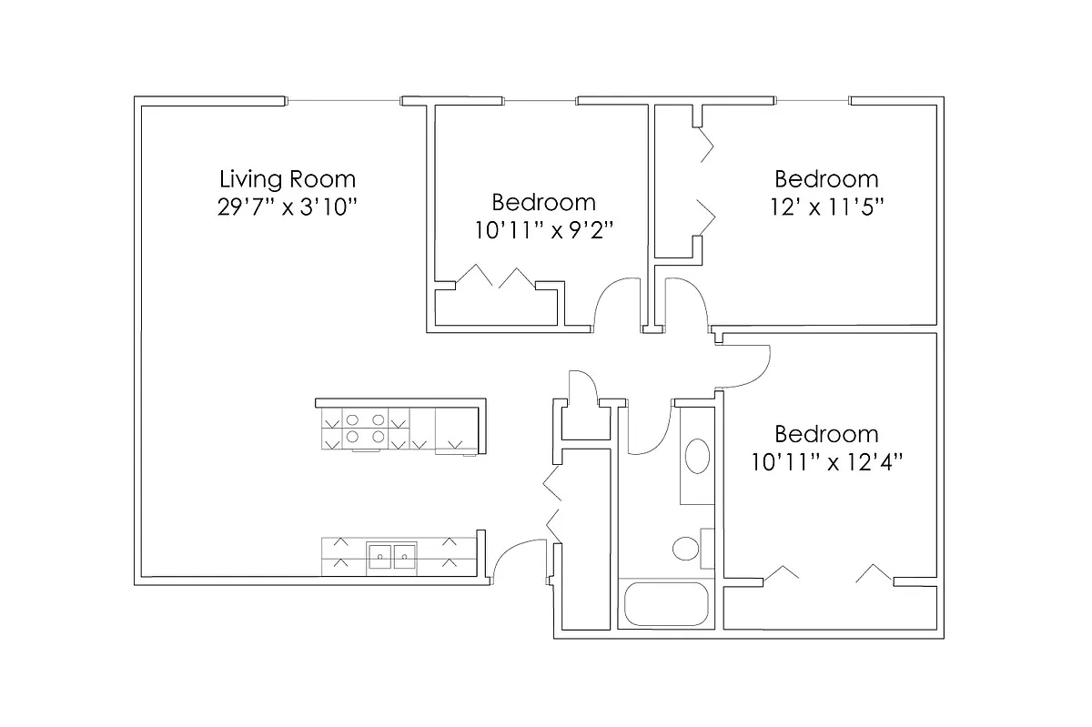 Floor plan 3 Bedroom 1 Bathroom A