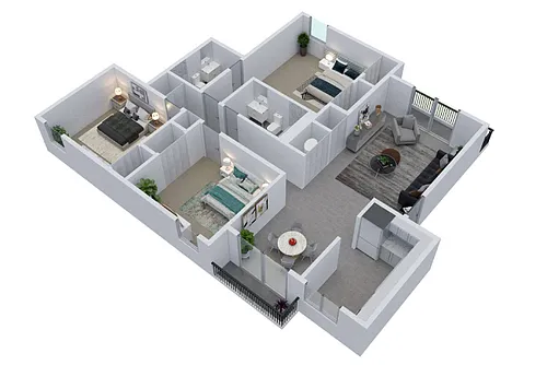 Floor plan Three Bedroom: Renovated