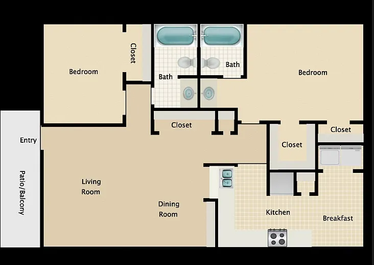 Floor plan 2 bedroom 2 bath