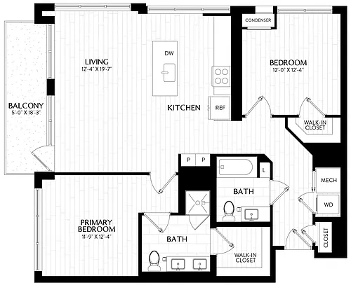 Floor plan 2 Bed/2 Bath-B6