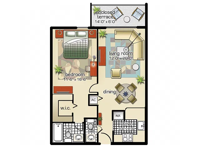 Floor plan Phase I, Model D