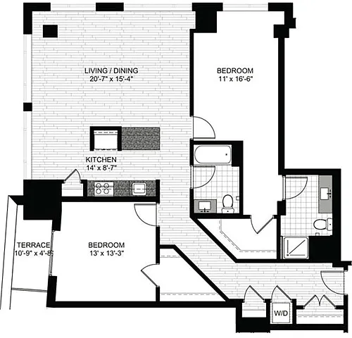 Floor plan 2 Bedrooms X